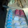 Whew, now they dry! The pink/blue - VS.Lovespell, Green/red - Dragonsblood, Purple/white B&BW Paris Amour, Green/white -Rosemary mint, brown/white B&BW Warm Vanilla Sugar